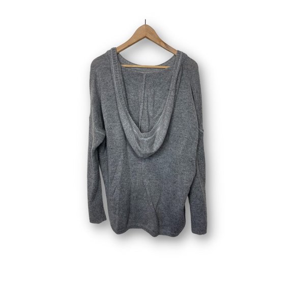 DKNY JEANS | Long Sleeve Gray Open Weave Hooded Sweater | Size L - Picture 5 of 8